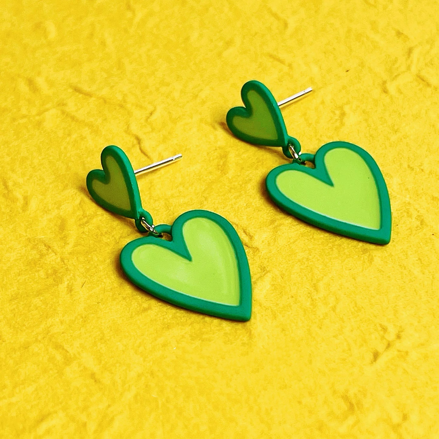Double Trouble Hearts – Lime Pop Earrings
